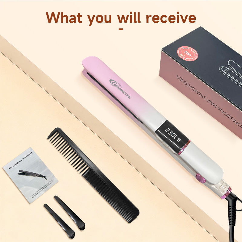 MAIMEITE 2-in-1 Hair Straightener & Curler, 20-Second Heat-Up, Hair Protection, Automatic Hair Curler
