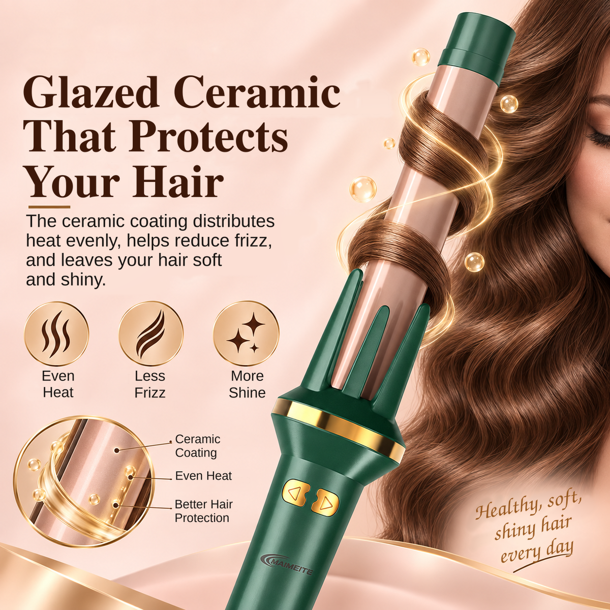MAIMEITE 25mm Automatic Curly Hair Straightener & Ceramic Curling Iron, Automatic Ceramic Hair Curler, Libra Hair Curly Styler