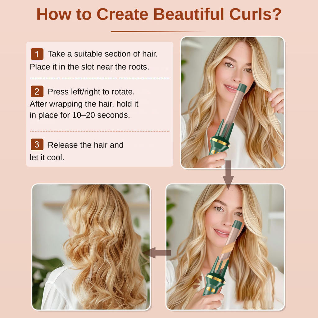 MAIMEITE 25mm Automatic Curly Hair Straightener & Ceramic Curling Iron, Automatic Ceramic Hair Curler, Libra Hair Curly Styler