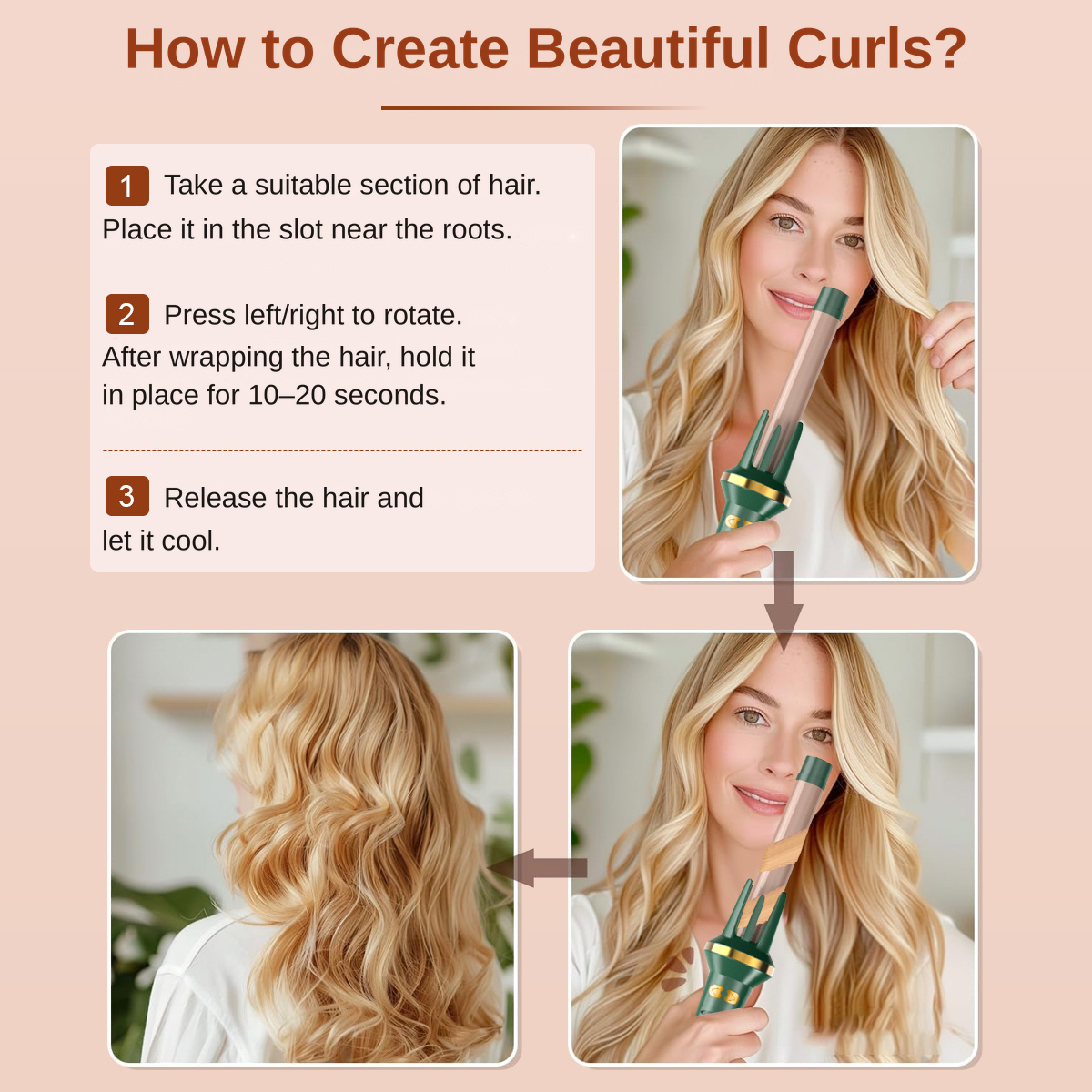 MAIMEITE 25mm Automatic Curly Hair Straightener & Ceramic Curling Iron, Automatic Ceramic Hair Curler, Libra Hair Curly Styler