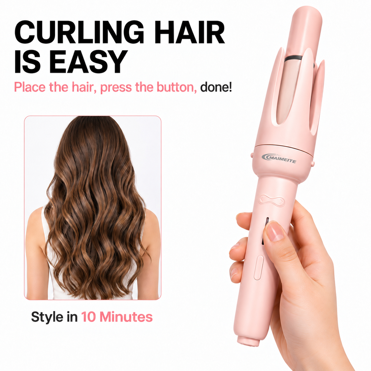 MAIMEITE 4-in-1 Upgraded Ceramic Automatic Curling Iron & Hair Straightener, Multifunctional Hair Styler with Straightener Comb and Hair Clip