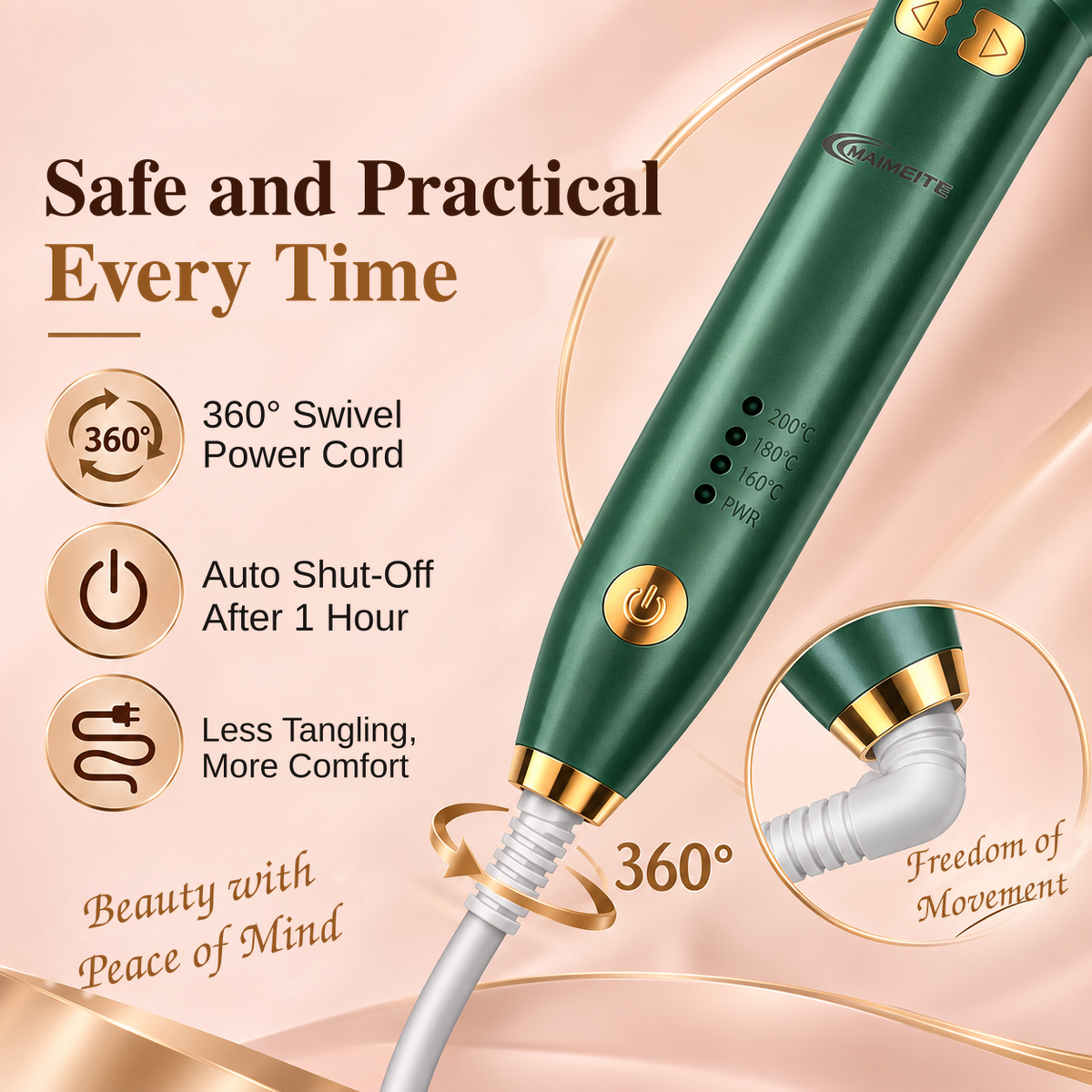 MAIMEITE 25mm Automatic Curly Hair Straightener & Ceramic Curling Iron, Automatic Ceramic Hair Curler, Libra Hair Curly Styler