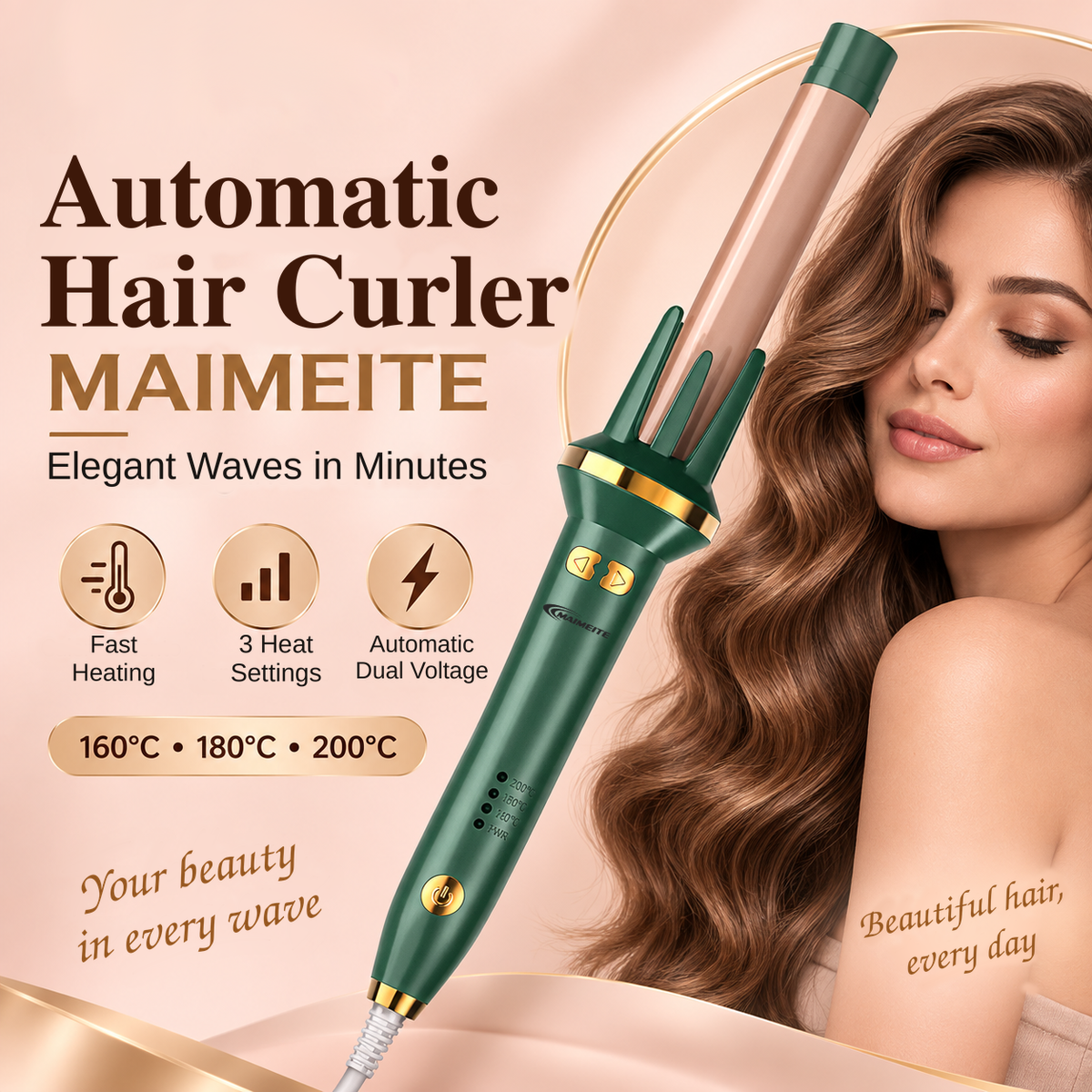 MAIMEITE 25mm Automatic Curly Hair Straightener & Ceramic Curling Iron, Automatic Ceramic Hair Curler, Libra Hair Curly Styler