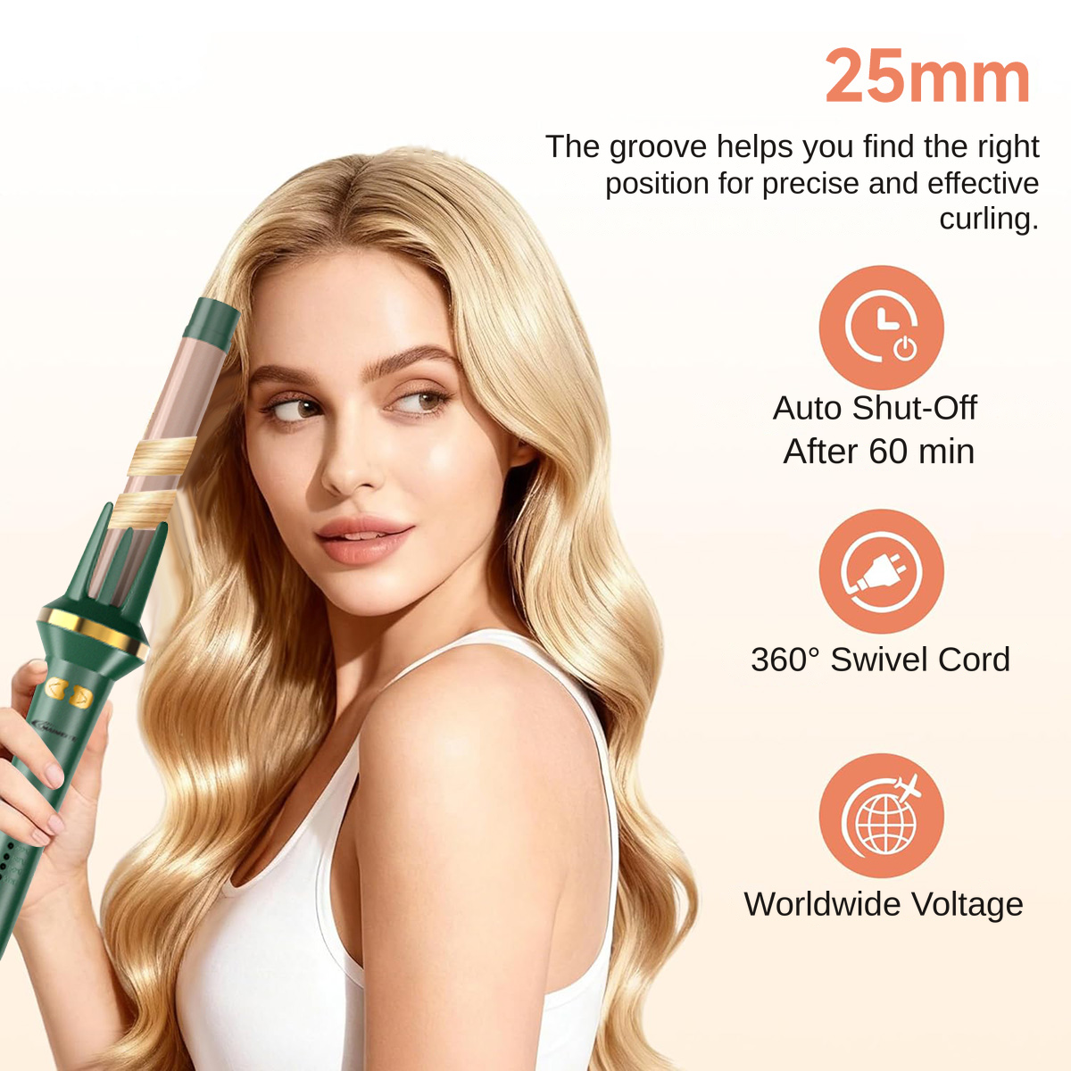 MAIMEITE 25mm Automatic Curly Hair Straightener & Ceramic Curling Iron, Automatic Ceramic Hair Curler, Libra Hair Curly Styler
