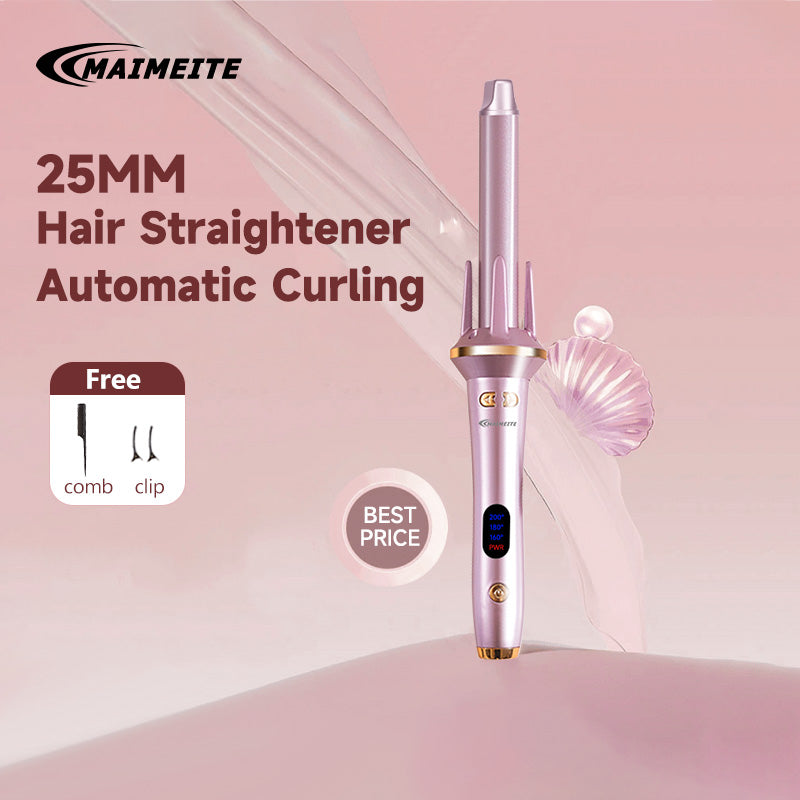 MAIMEITE 25mm Pelurus & Pengeriting Rambut Otomatis, Alat Penata Rambut Keriting Keramik
