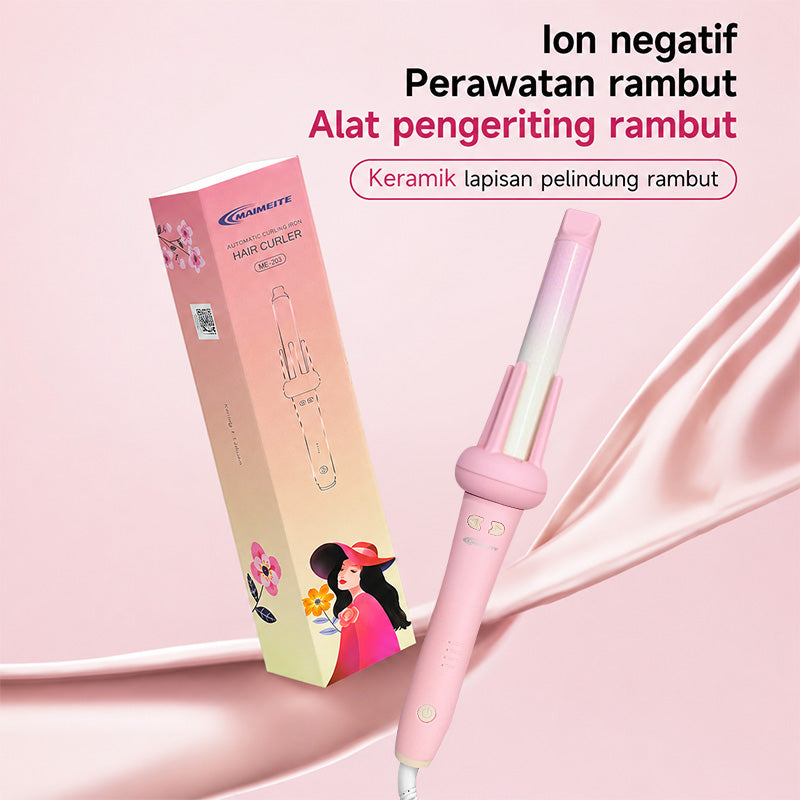 MAIMEITE Hair Styler – 25mm Automatic Curling Iron with Pink Gradient, Fast Heating, Auto Curler