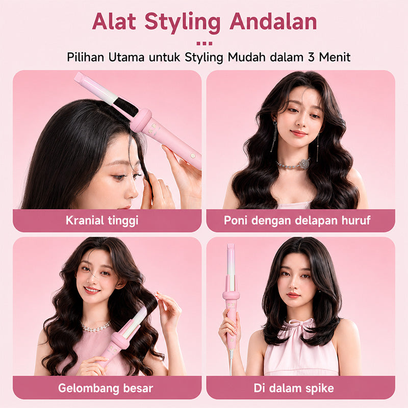 MAIMEITE Hair Styler – 25mm Automatic Curling Iron with Pink Gradient, Fast Heating, Auto Curler