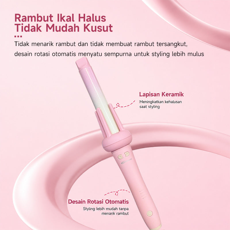 MAIMEITE Hair Styler – 25mm Automatic Curling Iron with Pink Gradient, Fast Heating, Auto Curler
