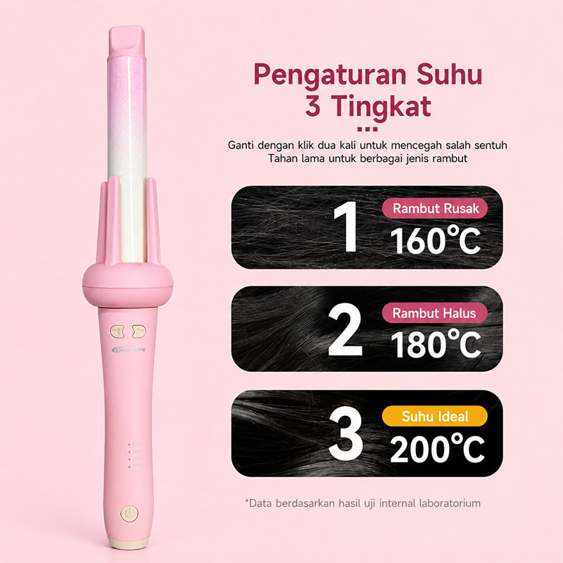 MAIMEITE Hair Styler – 25mm Automatic Curling Iron with Pink Gradient, Fast Heating, Auto Curler