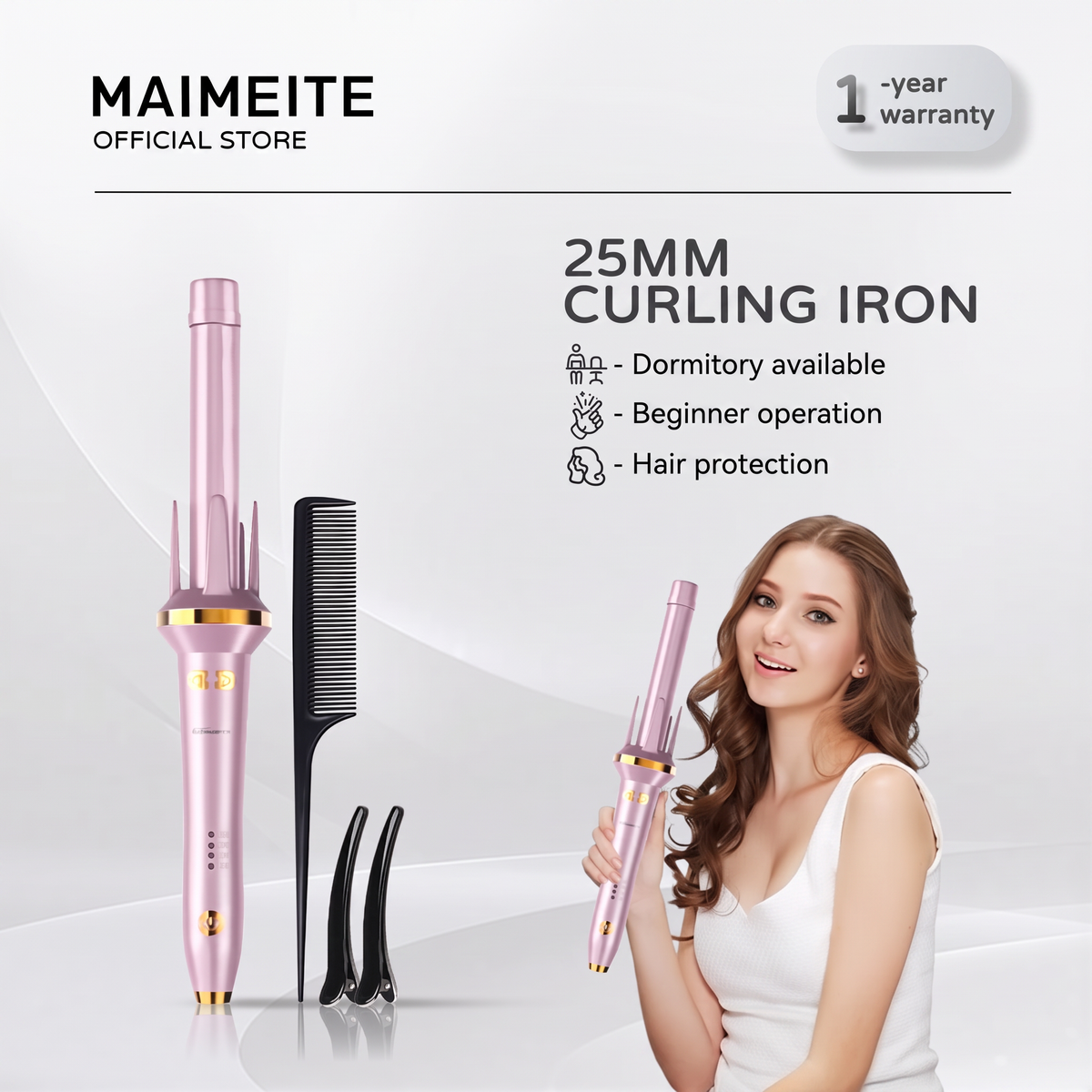 MAIMEITE 25mm Automatic Curly Hair Straightener & Ceramic Curling Iron, Automatic Ceramic Hair Curler, Libra Hair Curly Styler