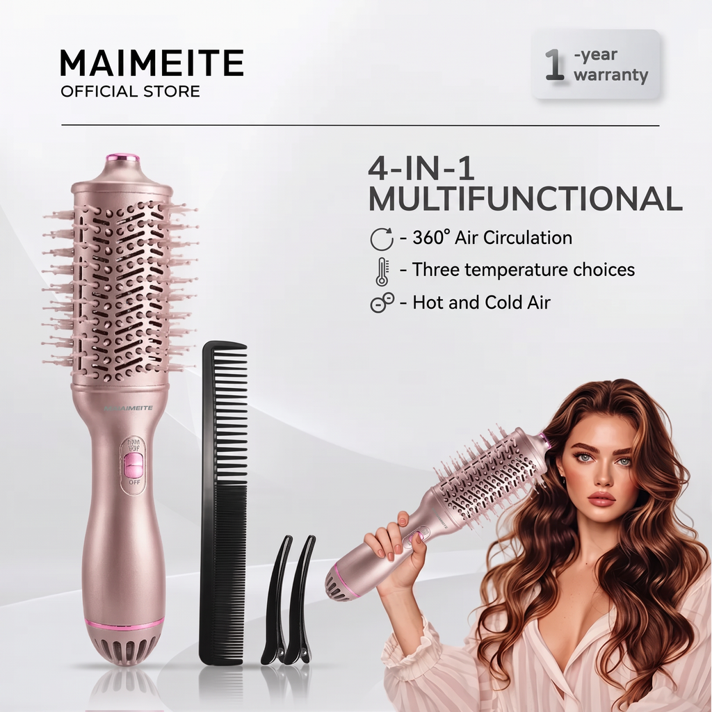 Escova Secadora 4 em 1 MAIMEITE, Estilizador de Cabelo Multifuncional 800W – Alisador, Modelador e Volumizador
