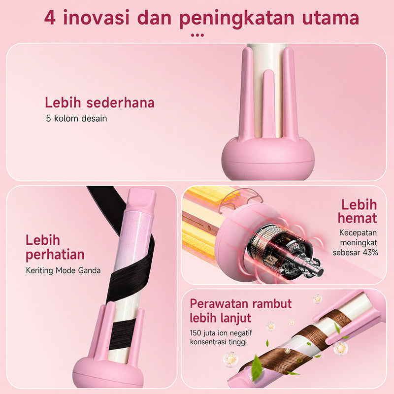 MAIMEITE Hair Styler – 25mm Automatic Curling Iron with Pink Gradient, Fast Heating, Auto Curler