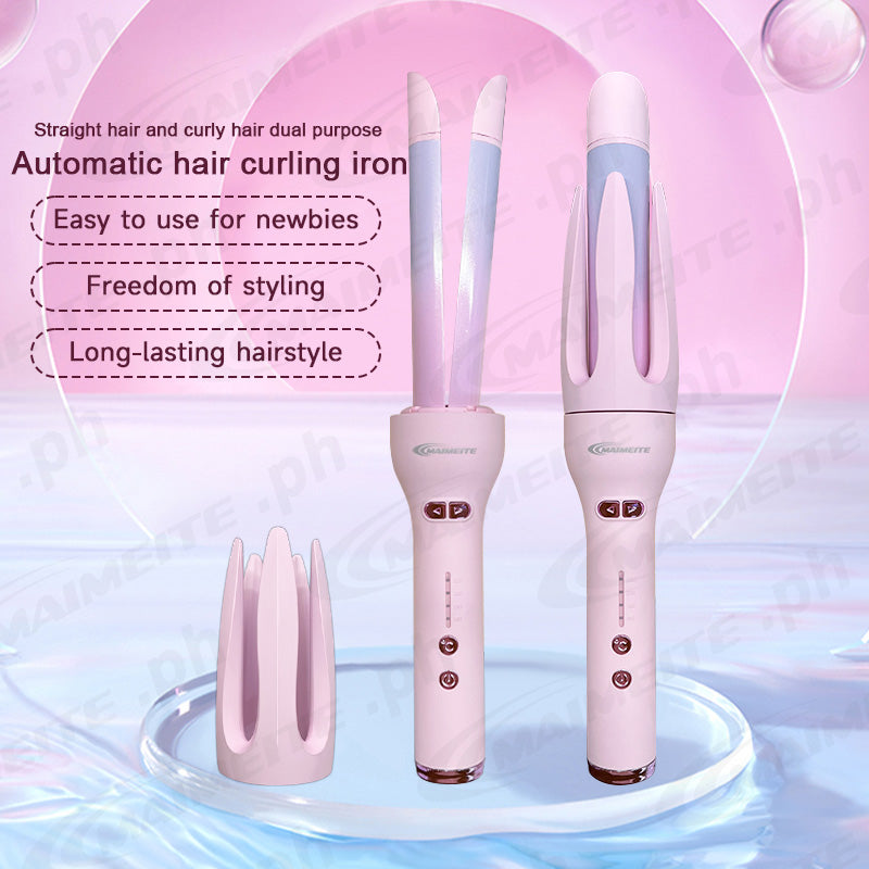 MAIMEITE 2-in-1 Automatic Curly Hair Straightener & Curler, Automatic Hair Curling Iron, Negative Ion, Curly Hair Straightener, Fast Heating, Reminder