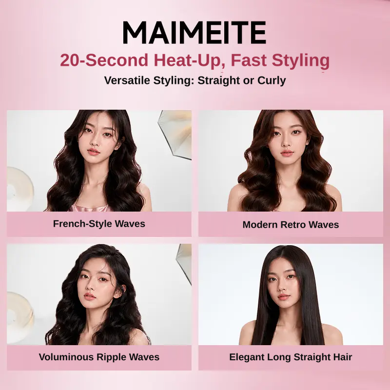 MAIMEITE Hair Straightener, Curler, Curly Hair Iron, Straightening Iron, Affordable Straightener, 2-in-1 Straight & Curly Hair Styler, Rebonding Iron, Hair Comb