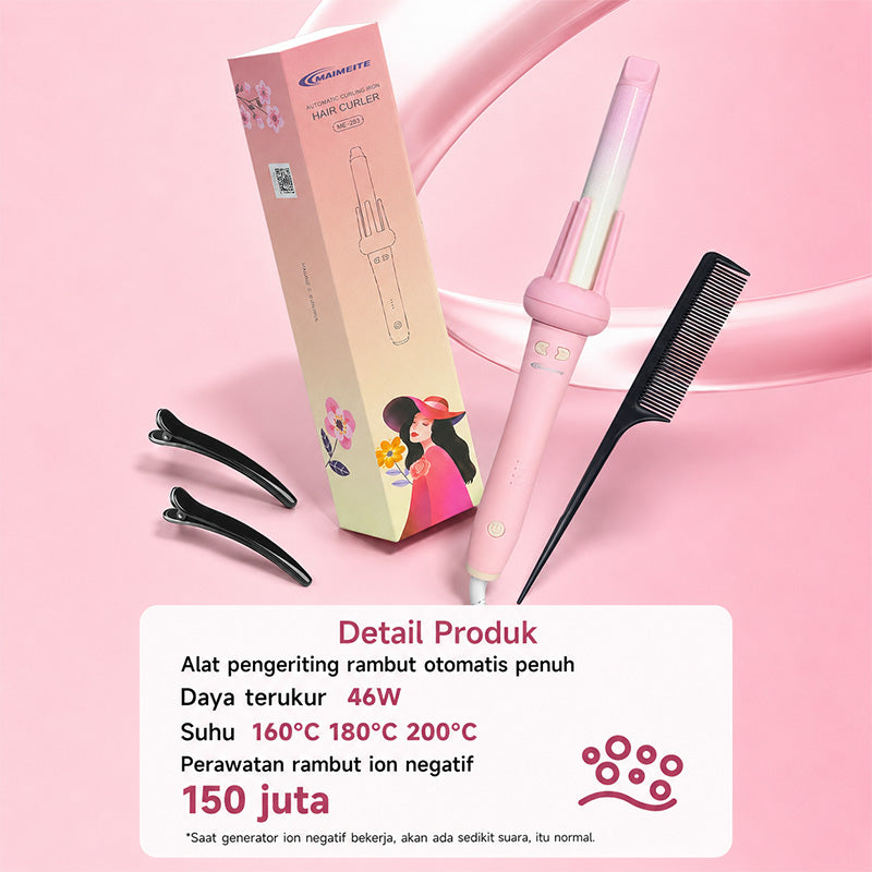 MAIMEITE Hair Styler – 25mm Automatic Curling Iron with Pink Gradient, Fast Heating, Auto Curler