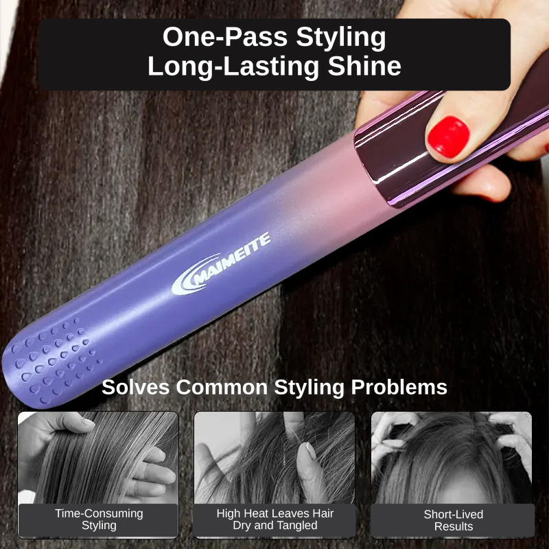MAIMEITE Hair Straightener, Curler, Curly Hair Iron, Straightening Iron, Affordable Straightener, 2-in-1 Straight & Curly Hair Styler, Rebonding Iron, Hair Comb