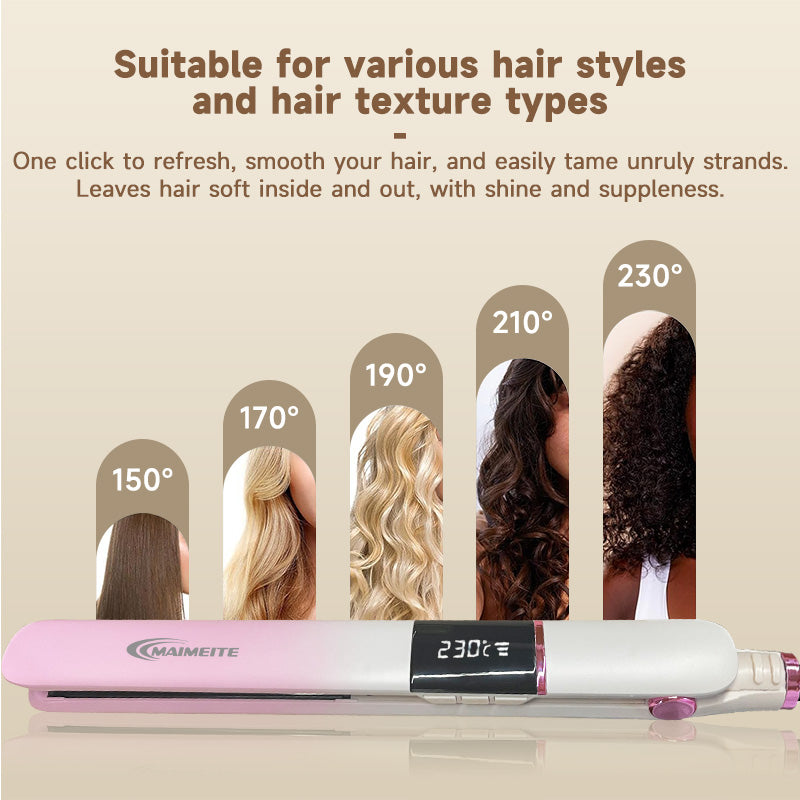 MAIMEITE 2-in-1 Hair Straightener & Curler, 20-Second Heat-Up, Hair Protection, Automatic Hair Curler