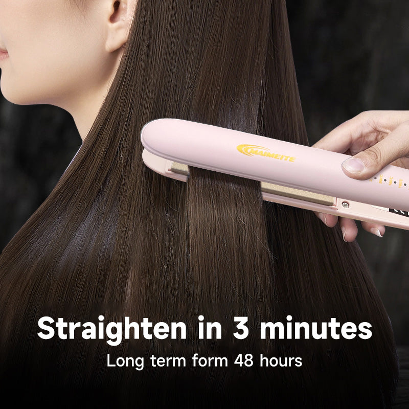 MAIMEITE 2-in-1 LCD Hair Straightener, Professional Portable Curly & Straight Hair Styler, Keratin Ceramic Curling Iron