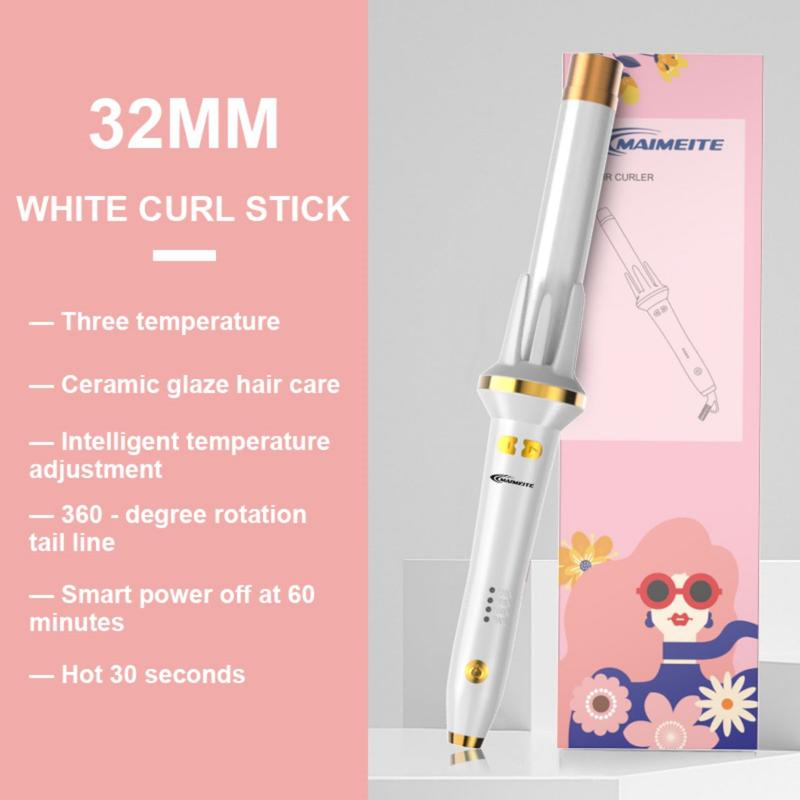 MAIMEITE Alat Pelurus & Pengeriting Rambut Otomatis 32mm, Catokan Rambut Keramik, Libra Hair Curly Styler