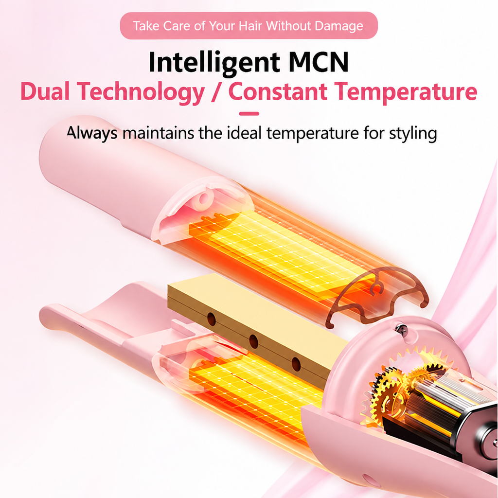 MAIMEITE 4-in-1 Upgraded Ceramic Automatic Curling Iron & Hair Straightener, Multifunctional Hair Styler with Straightener Comb and Hair Clip