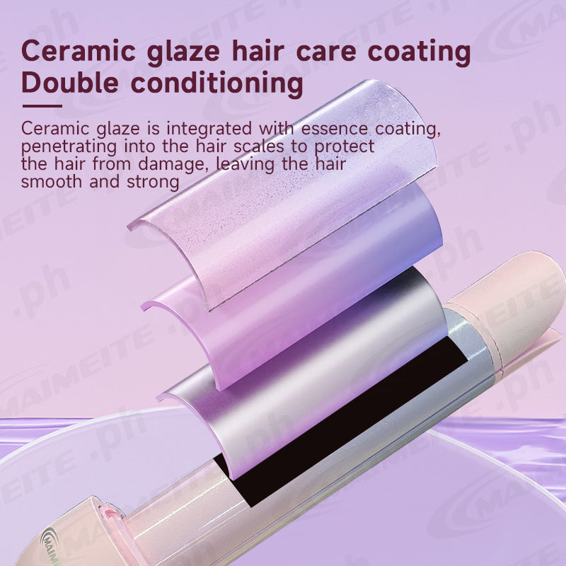 MAIMEITE 2-in-1 Automatic Curly Hair Straightener & Curler, Automatic Hair Curling Iron, Negative Ion, Curly Hair Straightener, Fast Heating, Reminder