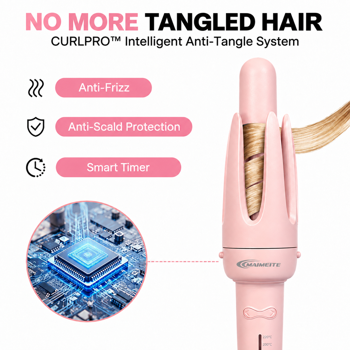 MAIMEITE 4-in-1 Upgraded Ceramic Automatic Curling Iron & Hair Straightener, Multifunctional Hair Styler with Straightener Comb and Hair Clip