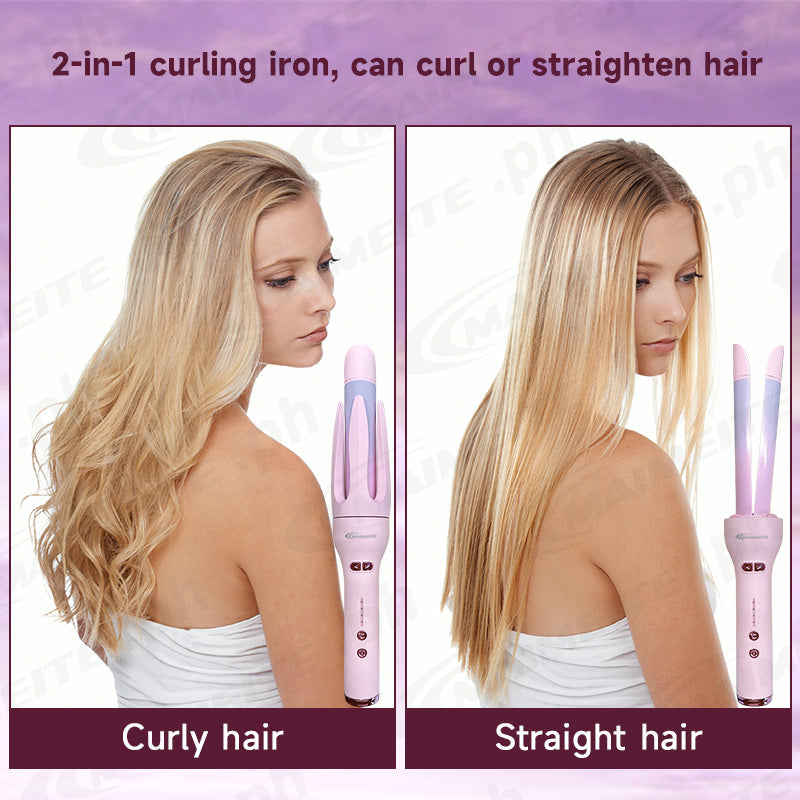 MAIMEITE 2-in-1 Automatic Curly Hair Straightener & Curler, Automatic Hair Curling Iron, Negative Ion, Curly Hair Straightener, Fast Heating, Reminder