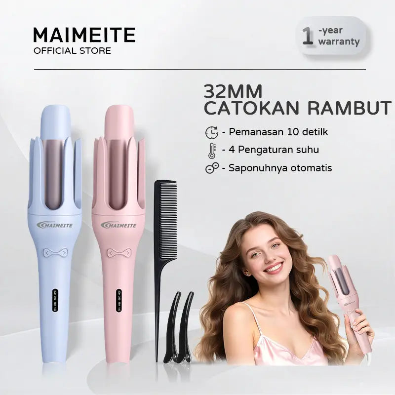 Alisador y rizador cerámico automático para cabello de 32 mm MAIMEITE, rizador para cabello rizado con iones negativos, rizador para cabello