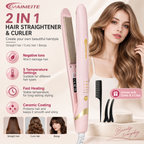 MAIMEITE 2-in-1 LCD Hair Straightener, Professional Portable Curly & Straight Hair Styler, Keratin Ceramic Curling Iron