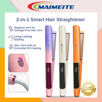 MAIMEITE Hair Straightener, Curler, Curly Hair Iron, Straightening Iron, Affordable Straightener, 2-in-1 Straight & Curly Hair Styler, Rebonding Iron, Hair Comb