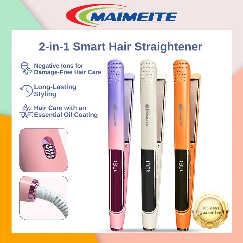 MAIMEITE Hair Straightener, Curler, Curly Hair Iron, Straightening Iron, Affordable Straightener, 2-in-1 Straight & Curly Hair Styler, Rebonding Iron, Hair Comb