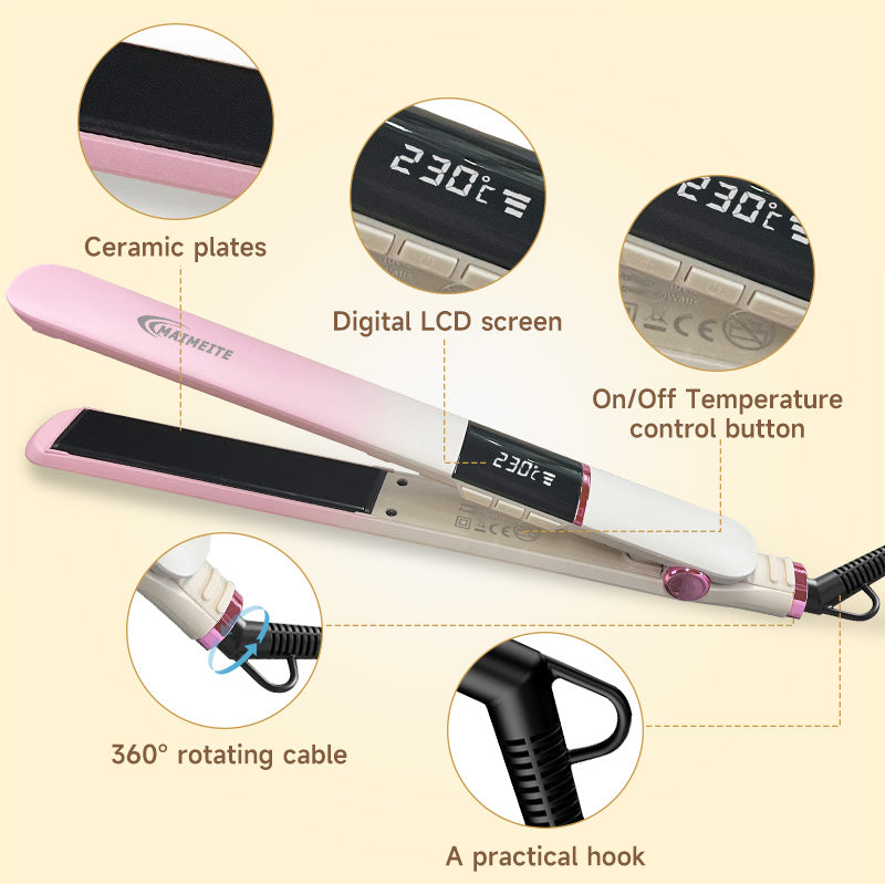 MAIMEITE 2-in-1 Hair Straightener & Curler, 20-Second Heat-Up, Hair Protection, Automatic Hair Curler