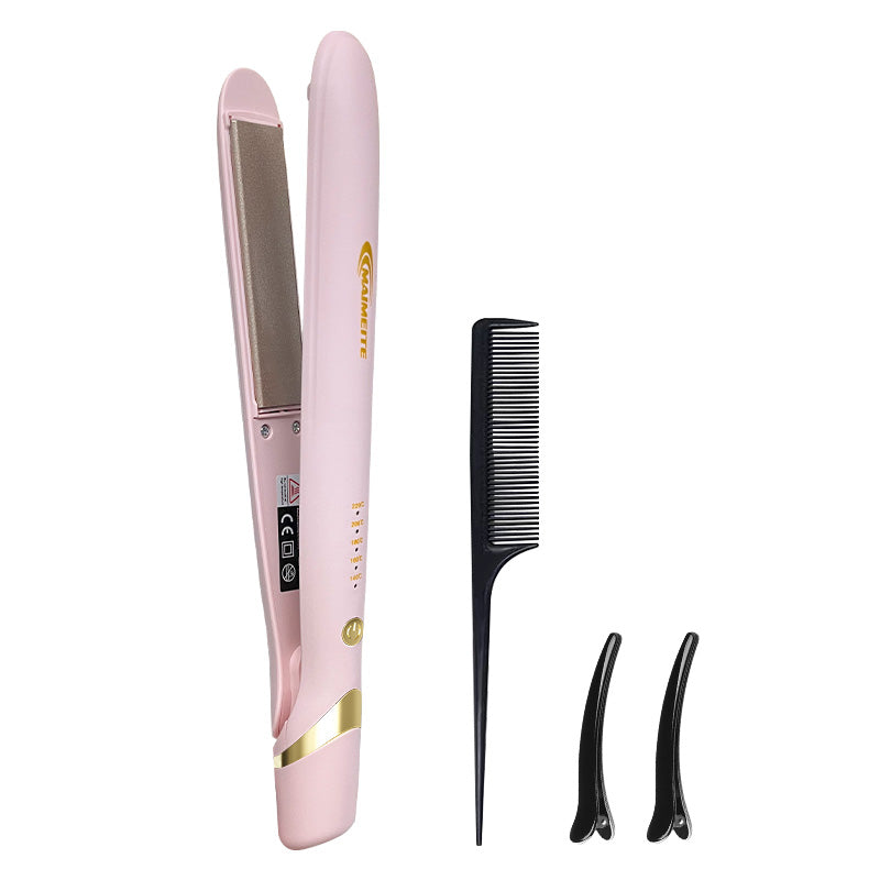 MAIMEITE 2-in-1 LCD Hair Straightener, Professional Portable Curly & Straight Hair Styler, Keratin Ceramic Curling Iron