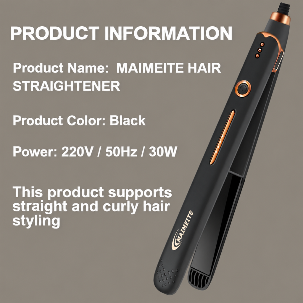 MAIMEITE Saturn 2-in-1 Easy-to-Use 30W Ceramic Hair Straightener & Curly Styler, Black