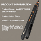 MAIMEITE Saturn 2-in-1 Easy-to-Use 30W Ceramic Hair Straightener & Curly Styler, Black